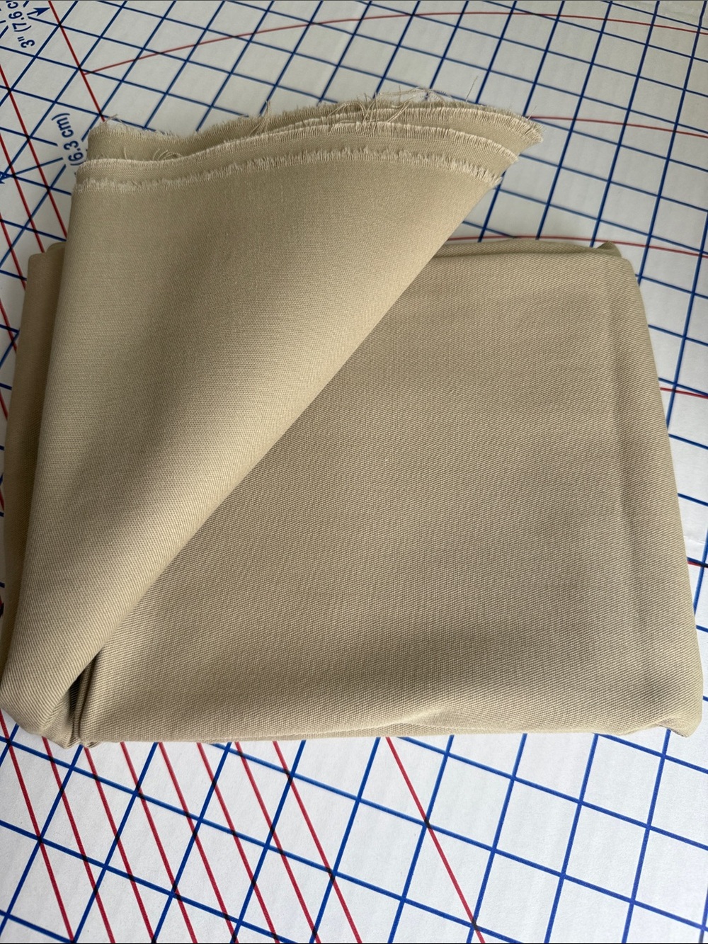 Khaki Twill Fabric 1.5 Yards x 56” Chino Pants Skirt Jacket Cotton Blend Sewing